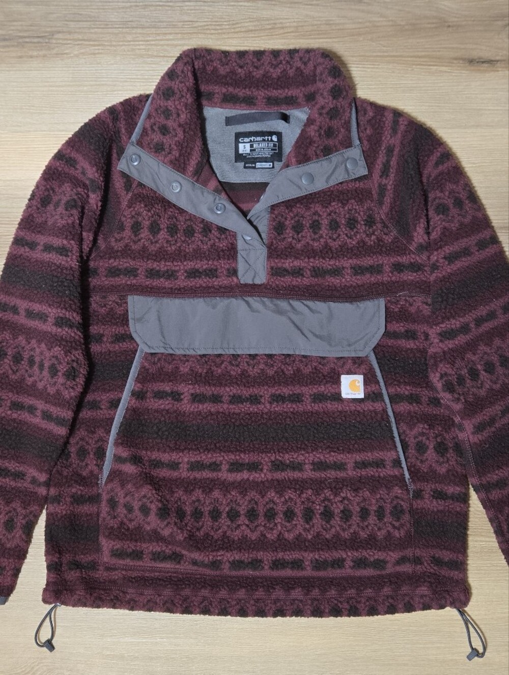 Carhartt Burgundy Patterned Fleece Pullover Jacket